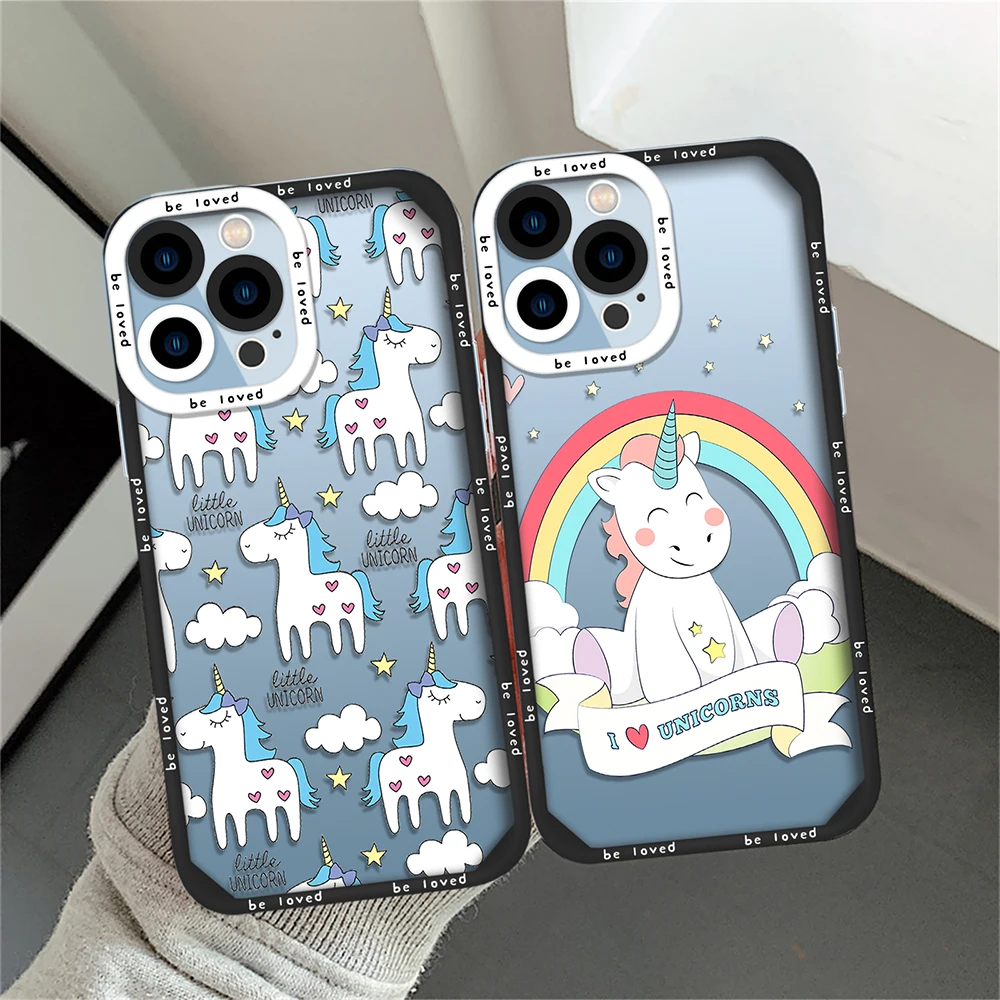 

Cute Cartoon Unicorn Clear Case for iPhone 14 13 11 12 Pro Max Mini XS XR X 7 8 Plus Shockproof Silicone Phone Back Cover Coque