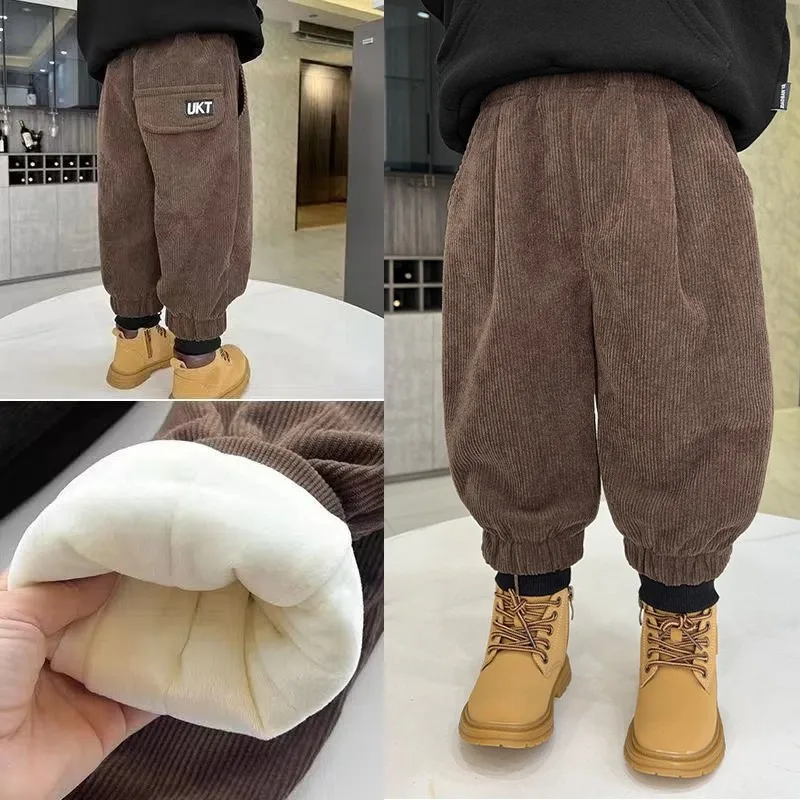 

Зимние утепленные детские спортивные брюки для мальчиков, шаровары длиной до щиколотки, одежда для детей 2 + лет, Осенние флисовые спортивные брюки для девочек