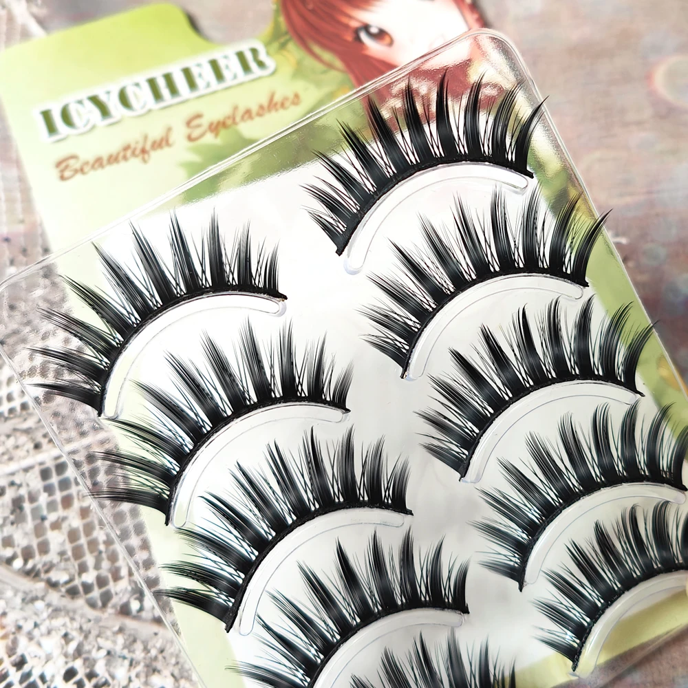 5 пар Накладные ресницы кластер натуральные длинные крылатые Маленький Дьявол