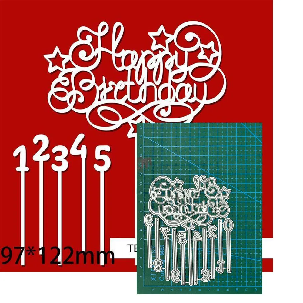 

Happy birthday Candle Metal Cutting Dies Stencil DIY Scrapbooking Album Stamp Paper Card Blade Punch Embossing Decor Crafts
