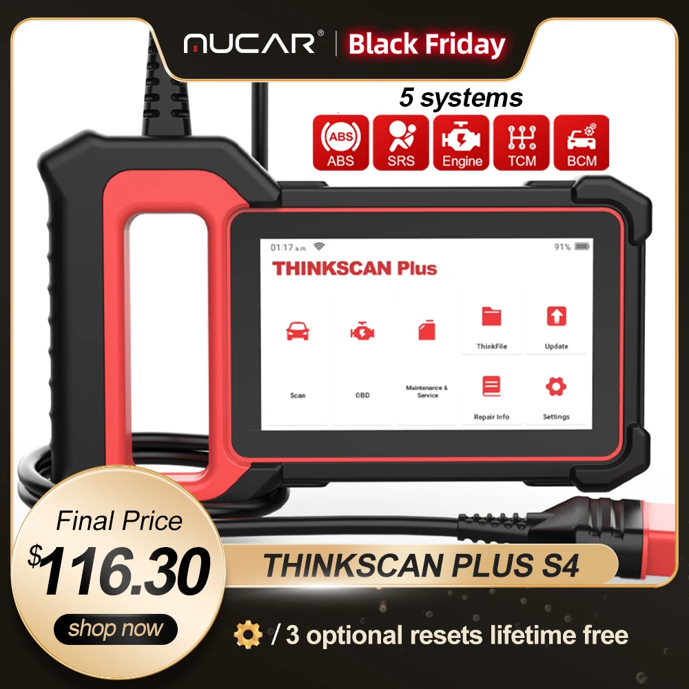 

THINKCAR Оригинальный Автомобильный сканер Thinkscan Plus S4 OBD2 опционально 3 перезаправки автомобильный диагностический инструмент ECM/TCM/ABS/SRS/BCM систе...