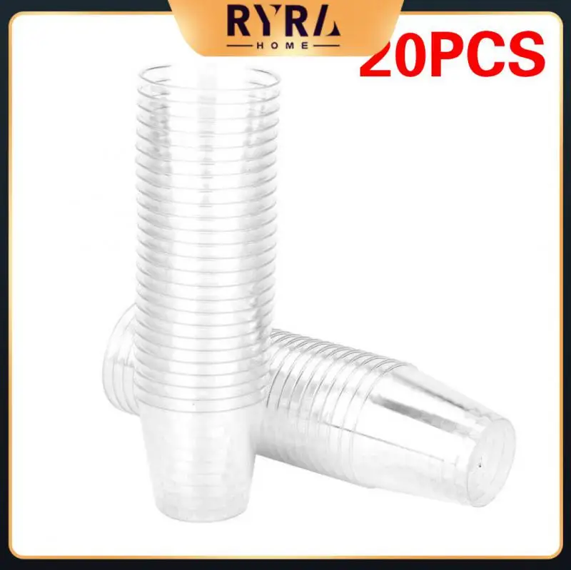 

20 Pcs Disposable Cups Birthday Party Plastic Cup Kitchen Tableware Jelly Ice Cream Cups New Wine Tea Coffee Cup Clear