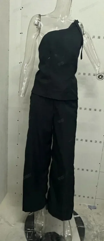 Женский Брючный комплект из двух предметов топ на одно плечо с открытой спиной и