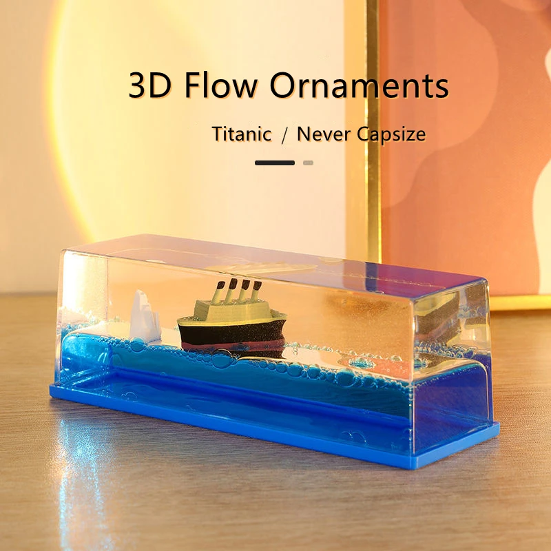 

Room Decoration Cruise Ship Fluid Drift Bottle Hourglass Living Creative Boat Sea Ornaments Toys Birthday Gift Home Decoration