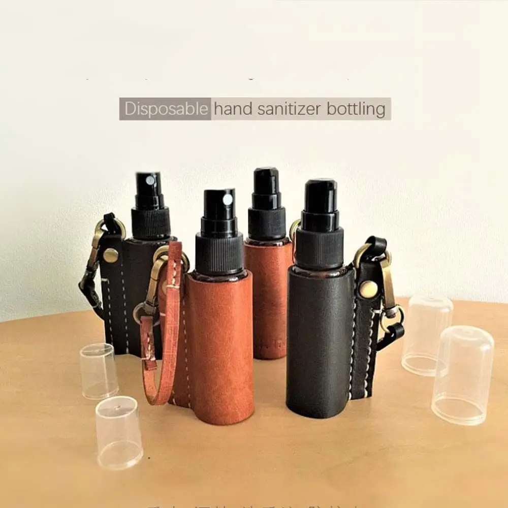 

1 Pc Spray Bottle Protective Case 60ml Alcohol Bottle PU Leather Protective Case Portable Lanyard Disinfectant Bottle Sleeve