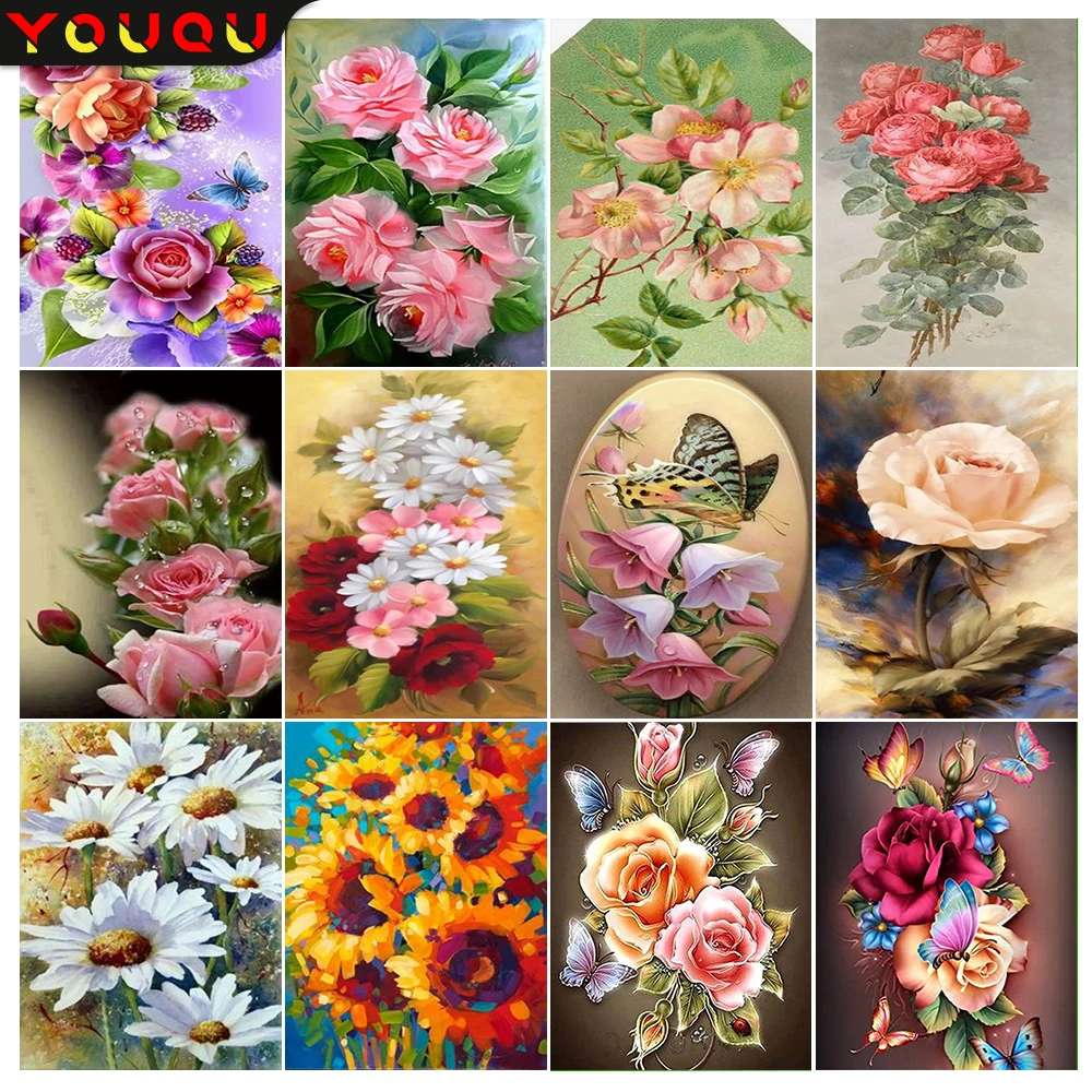 

YOUQU Diamond Painting 5D Diamond Embroidery Flower Series DIY Mosaic Picture Beautiful Home Decoration Handicraft Art Gift
