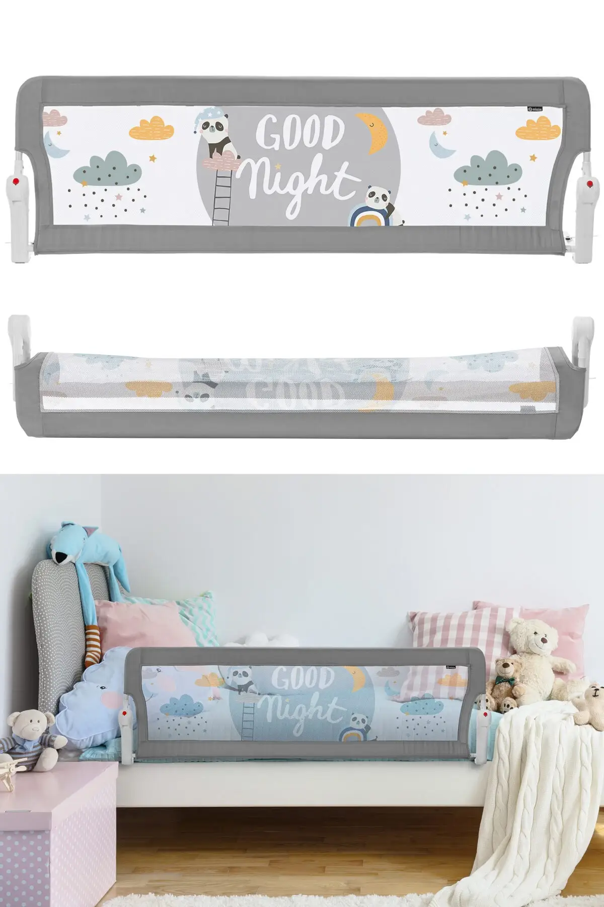 Good Night Extra Large Comfortable Sleep Safe Easy to Use Guardrail Foldable Adjustable Bed Barrier Fencing For Babies and Kids