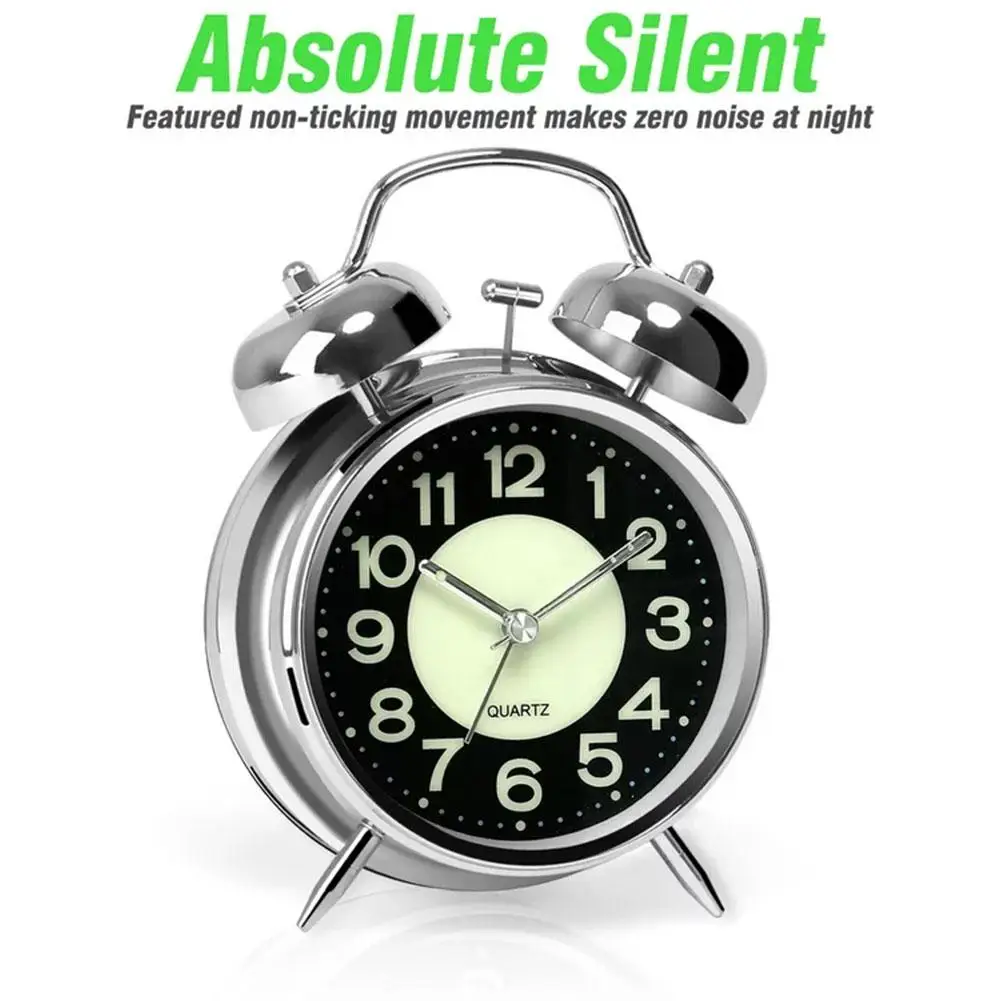 1 шт. металлический будильник 4 дюйма ретро двойной колокольчик бесшумные