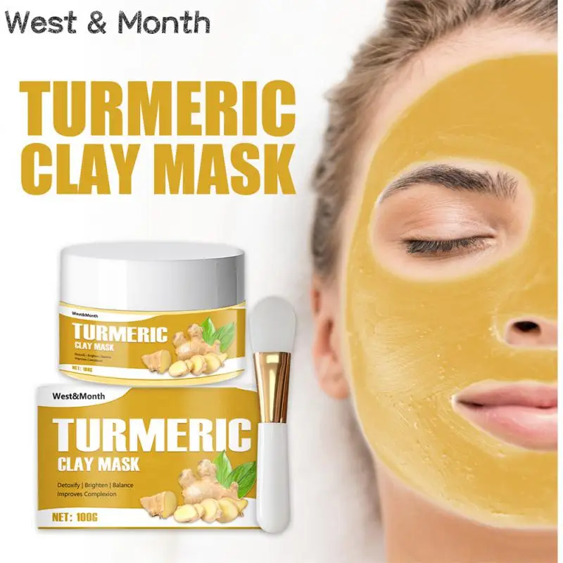 

1~5PCS Turmeric Face Clay Mask Purifying Deep Cleaning Brightening Organic Ginger Yellow Bentonite Skin Care Facial Mud Mask