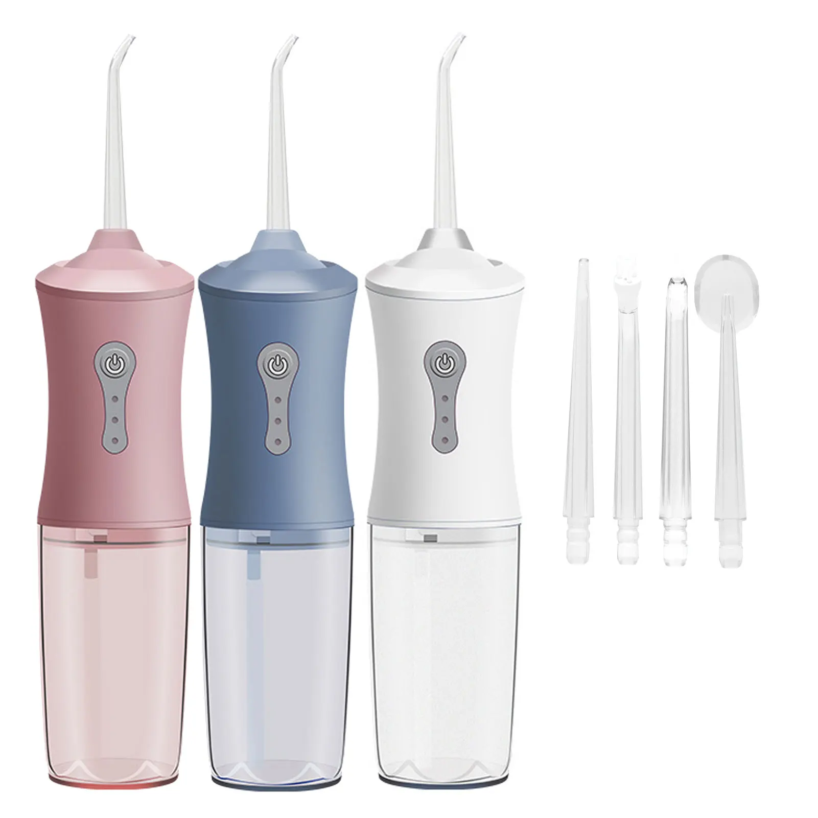 

Portable Oral Irrigator With 4 Cleaning Nozzles Water Flosser USB Rechargeable 3-Gear Water Jet 240ml Water Tank IPX7 Waterproof