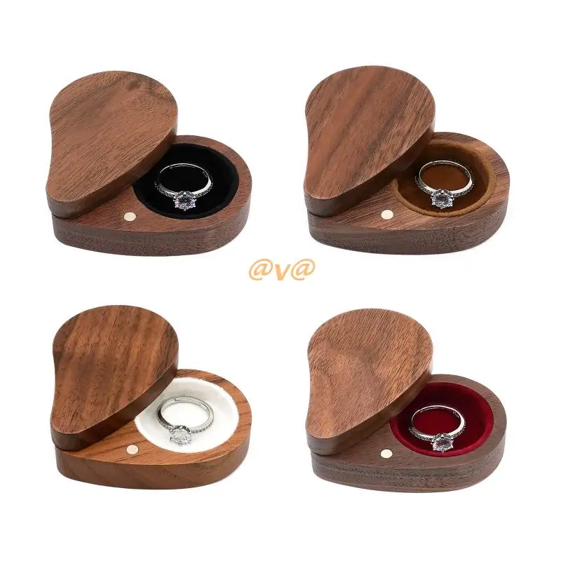 

Natural Wooden Ring Box Jewelry Gift Box Black Walnut Small Jewelry Display Box