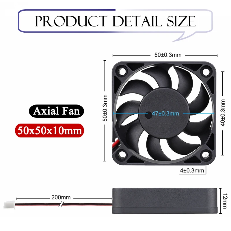 10 шт. Gdstime Новый DC 5010 50*50*10 12V 3Pin 50 мм 5 см промышленный вентилятор охлаждения (art.: 58ee467e) - 58ee467e