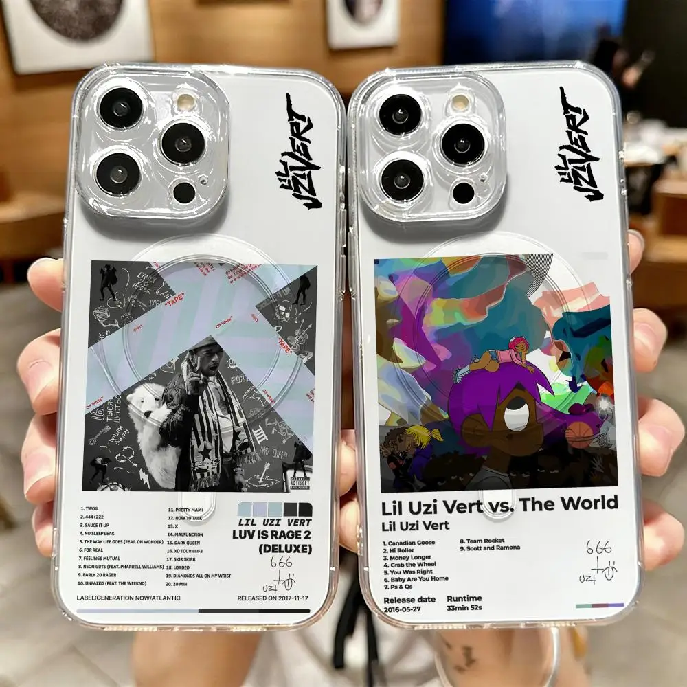 Фото Чехол для телефона Rapper L-Lil Uzi V-Vert для iPhone 17 16 15 14 13 12 Pro Max Plus, магнитный прозрачный чехол с поддержкой беспроводной зарядки №1