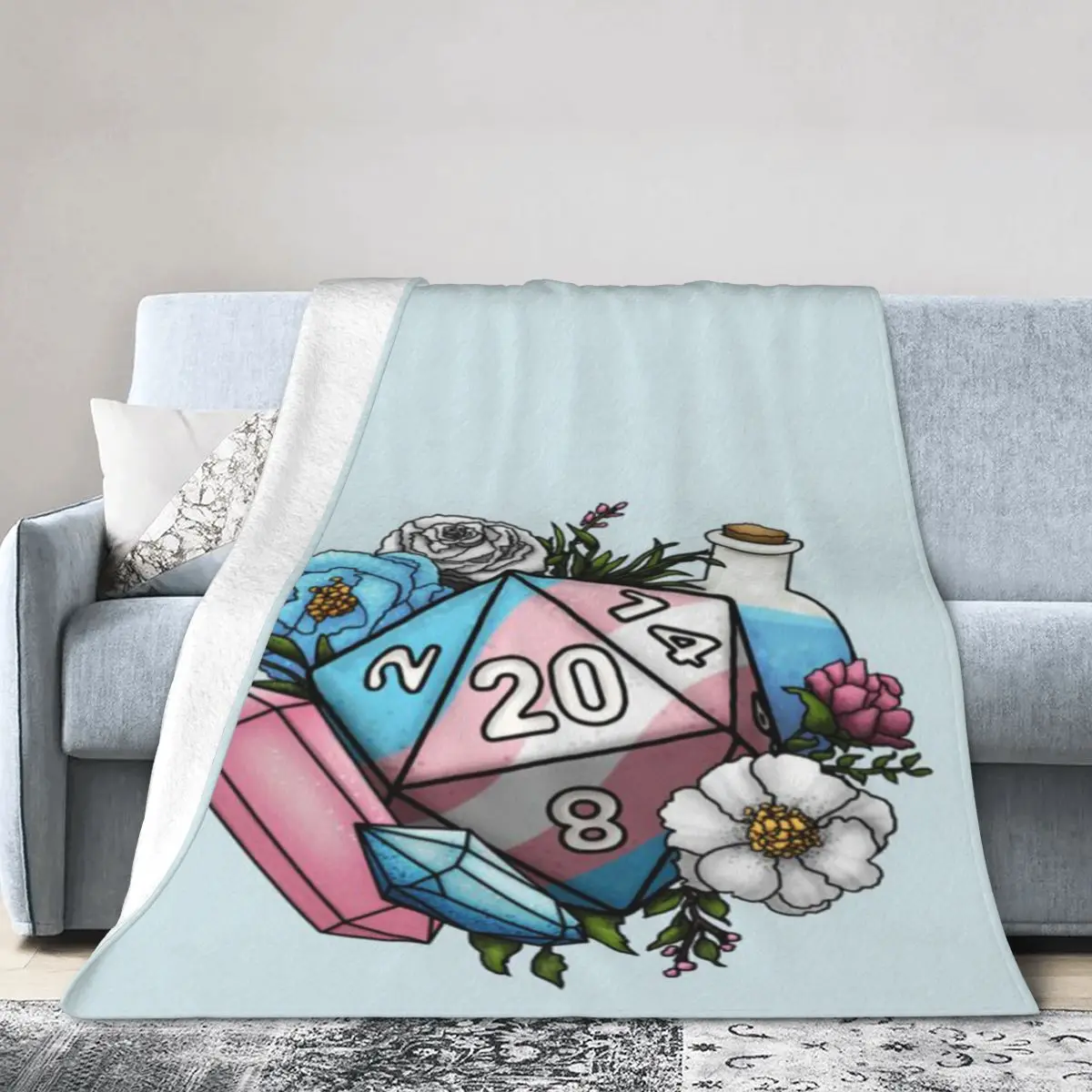 Настольные игровые кости Pride Transgender D20 ультрамягкое одеяло из микрофлиса