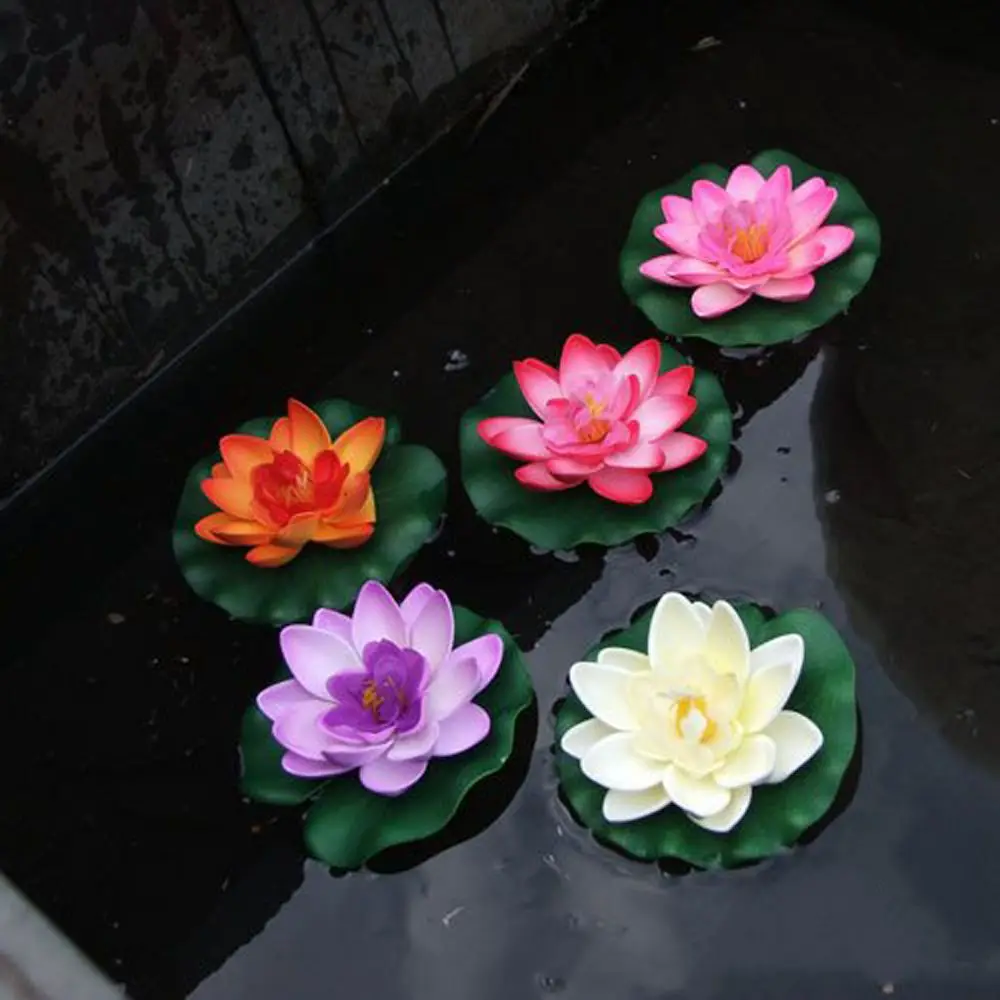 

3Pcs Artificial Floating Water Lily EVA Lotus Flower 10cm Lifelike Lotus Pond Tank Plant Ornament Garden Decor Micro Landscape