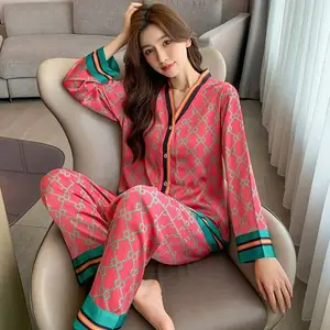 Silk Tian print pajama set in blue, GUCCI® NO