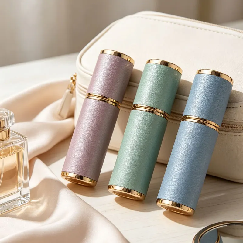 Фото Многоразовый кожаный спрей-атомайзер, портативный распылитель для духов, контейнер для жидкостей, флакон для косметики, дорожный, 5 мл №2