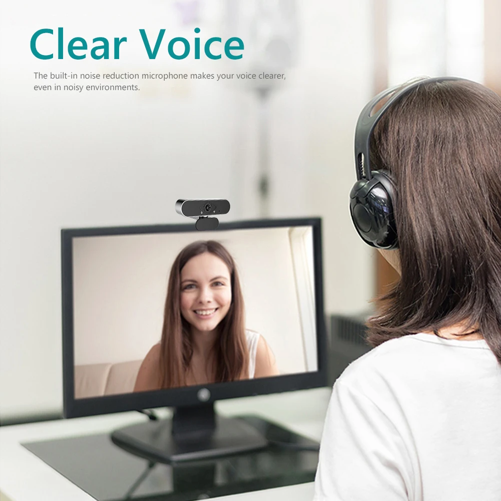 

1080P FHD Webcam Built-in HD Microphone USB Web Camera for Windows PC Widescreen Video Work Home Accessories