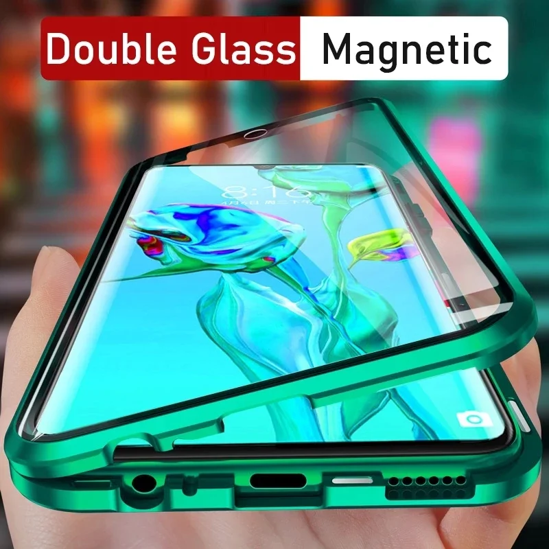 

360° Full Cover Adsorption Magnetic Cases For Xiaomi 10 10 Pro Case Metal Bumper Double-Sided Glass Funda Coque