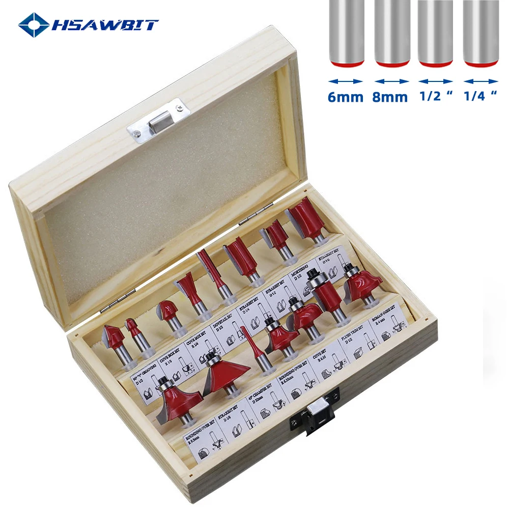 

Набор фрез для деревообработки с прямым хвостовиком 1/4 дюйма, 6 мм/8 мм