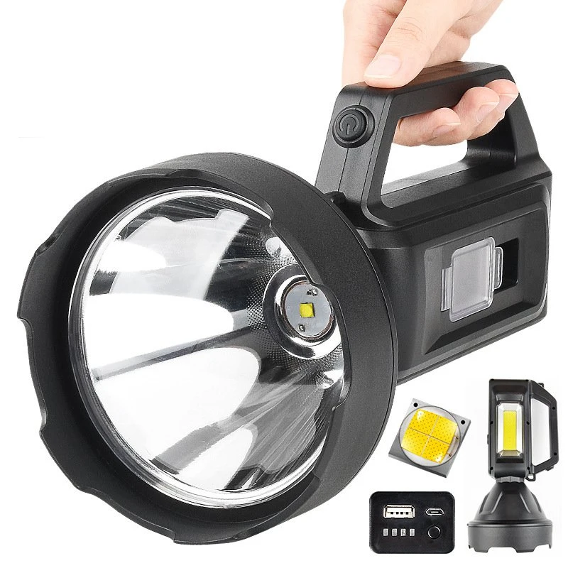 

Super Bright Flashlight Solar Rechargeable Powerful Flashlight Outdoor Portable Torch Searchlight Emergency Power Bank