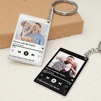 custom photo keychain album cover music keychain personalized your song music keyring anniversary gift fathers day for dad