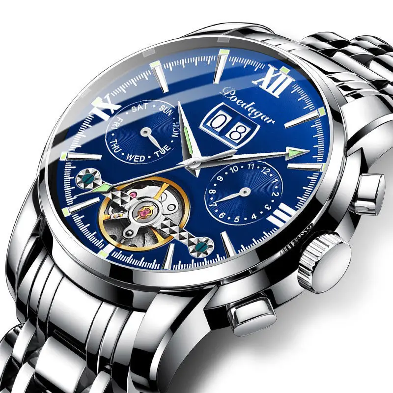 

Perspective Mechanical Watch Mens Top Brand Luxury Automatic Wristwatches Fashion Tourbillon Waterproof Luminous Date Month Week