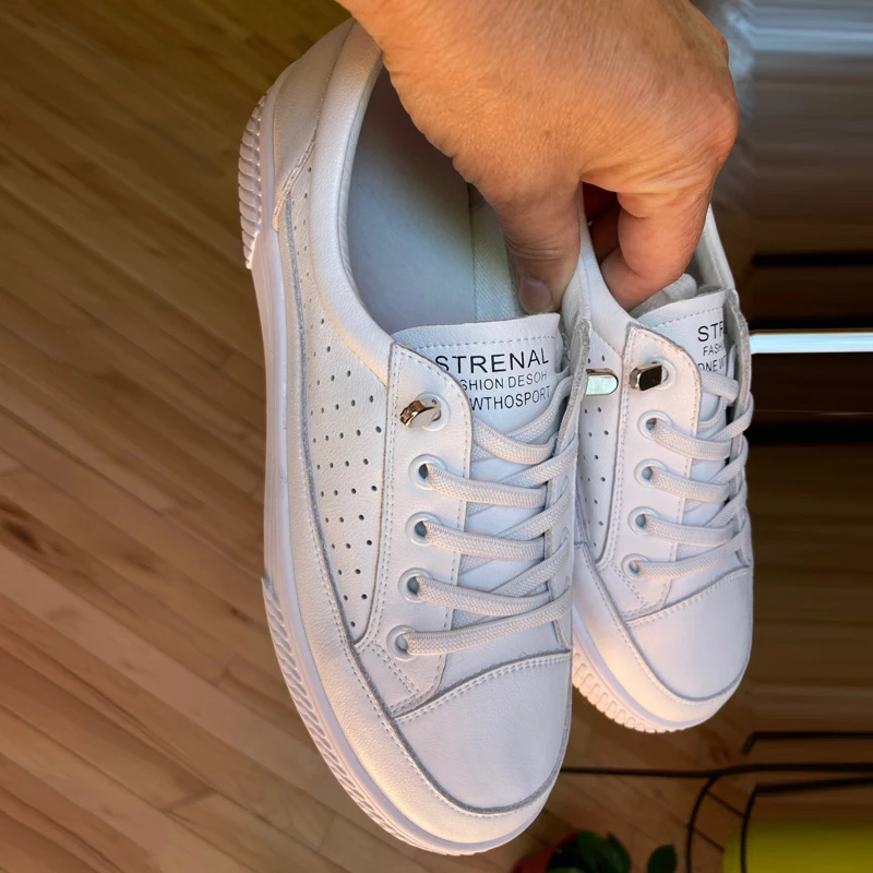 Женские кроссовки без шнуровки белые лоферы из натуральной воловьей кожи на