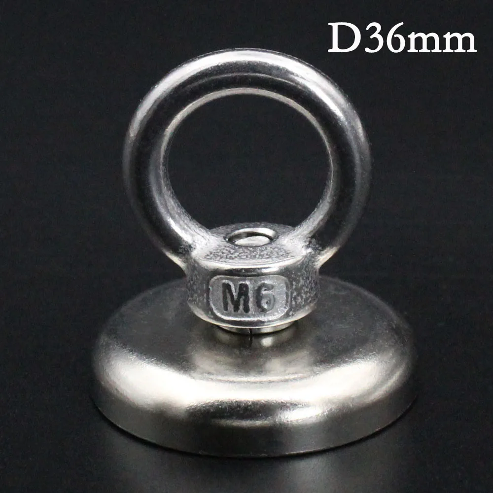 

1 Pcs D36mm Super Strong Neodymium Fishing Magnets Heavy Duty Rare Earth Magnet with Countersunk Hole Eyebolt Imans Search Hook