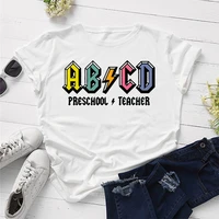 preschool teacher shirt fashion kindergarten teacher life shirts funny alphabet t shirt cotton o neck casual graphic top tee