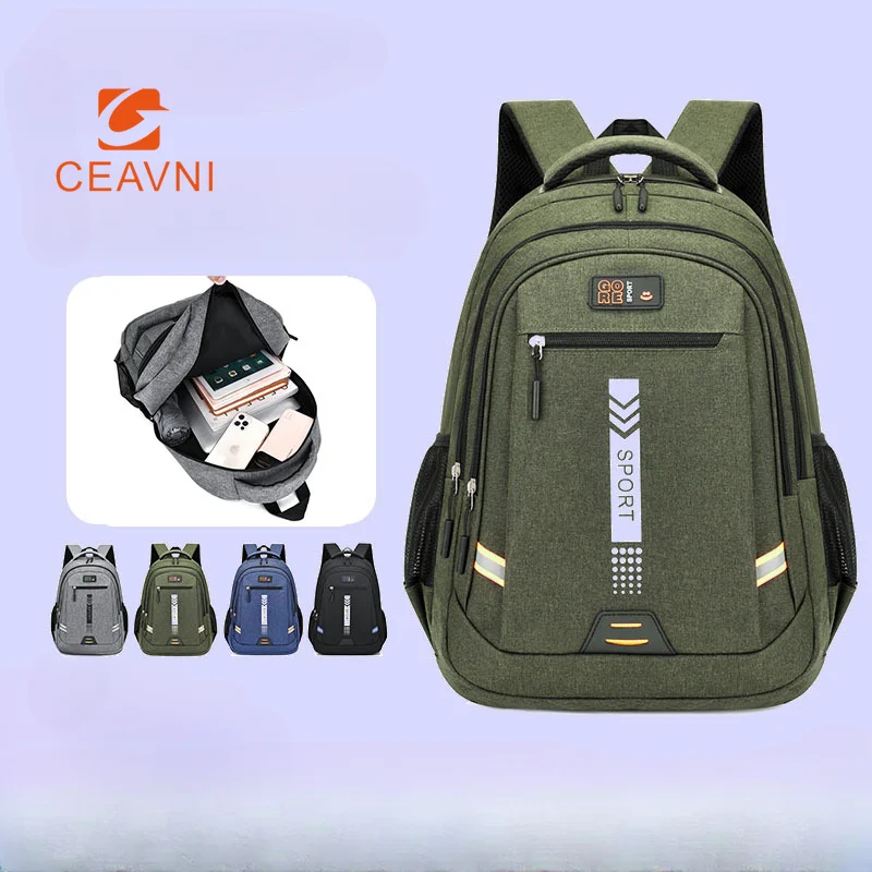 

Удобный деловой рюкзак CEAVNI, вместительная Студенческая школьная сумка из ткани Оксфорд, водонепроницаемая сумка для ноутбука с несколькими карманами для ношения одежды слоями