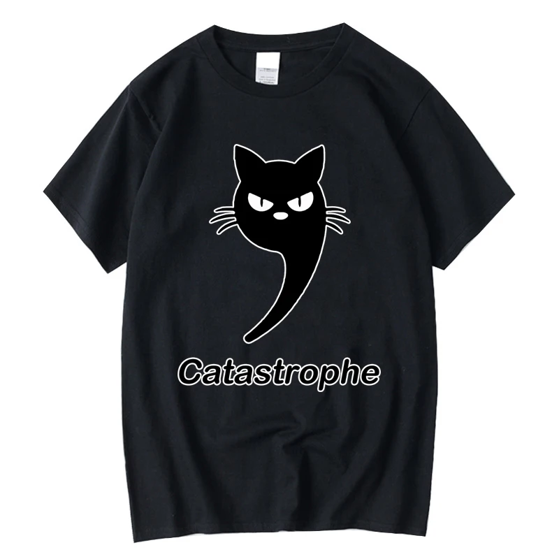 

XINYI Men's t-shirt 100% cotton Black cool cat Print summer loose o-neck t shirt for men short sleeve male tops tees streetwear