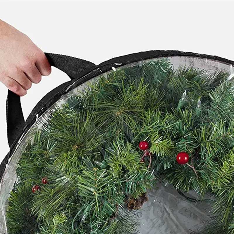 

Christmas wreath transparent storage bag packaging bag round shape Transparent Christmas Wreath Storage Bag household products