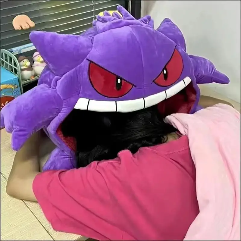 Фото Новинка, хит продаж, 130 см, Pokemon Gengar, большой язык, плюшевая аниме, периферийные устройства, большой размер, подушка для сна Gengar, двойное одеяло для сна, мягкая игрушка №4