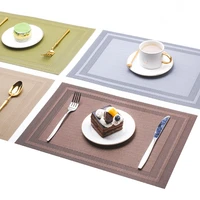 woven placemat double frame rectangle washable non slip heat resistant pvc table mat home kitchen dinning western tableware pad