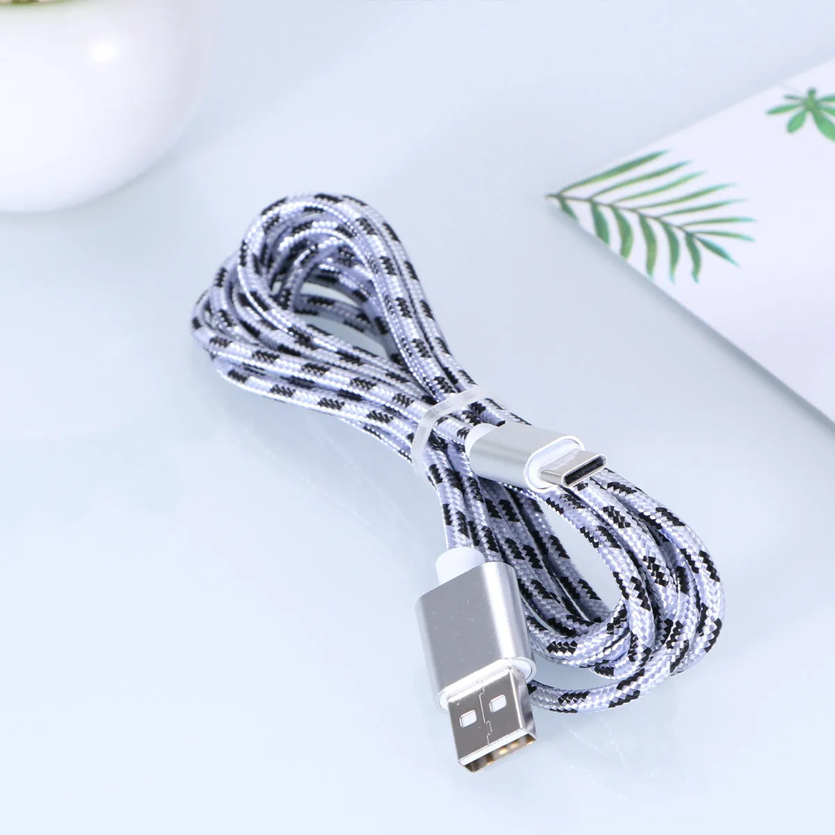 Фото USB-кабель Type-C с нейлоновой оплеткой, серебристый, для быстрой зарядки и передачи данных, для Galaxy Note 8 S8 Plus №5