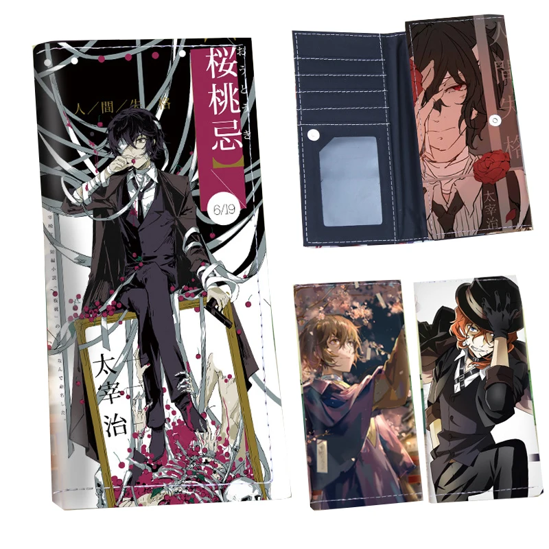 

Anime Bungo Stray Dogs Long Wallet PU Leather Cosplay Props Nakahara Chuuya Dazai Osamu Nakajima Atsushi Card Holder Coin Bag