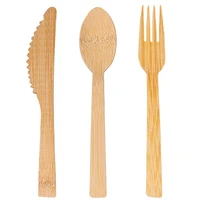 300pcs disposable bamboo silverware reusable bamboo flatware natural bamboo cutlery setinclude 30 fork30 spoon30 knives