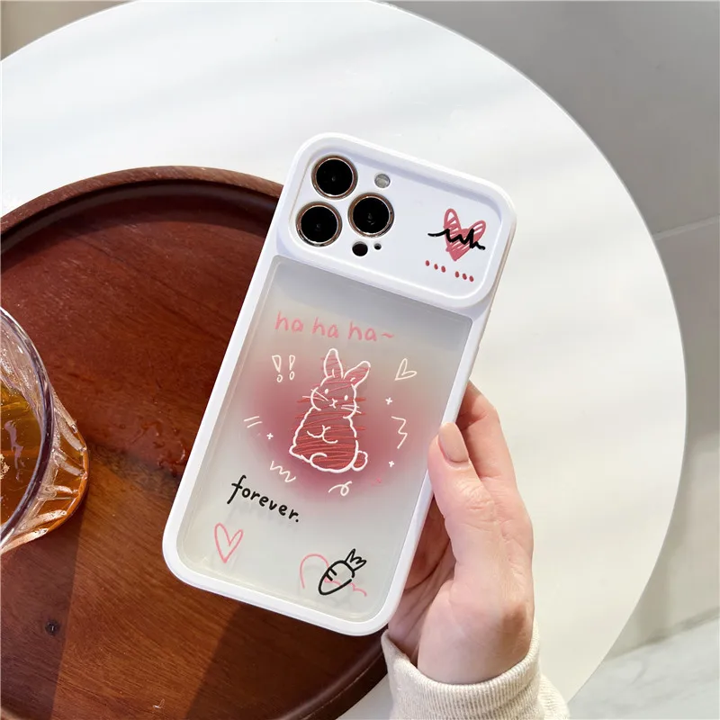 

Cartoon Cute bunny Back Cover For iPhone 13 Pro Max 11 12 14 Plus Fashion Style 2 in 1 Protector Shockproof Phone Case TPU PC