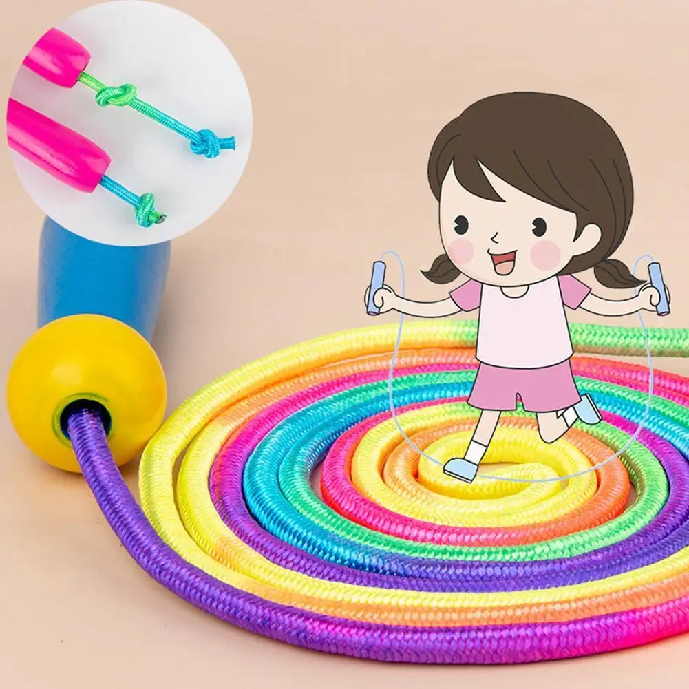 

2.4m Colorful Skipping Rope Practice Speed Jump Wood Equipment Grip Training Fitness Handle C0d7