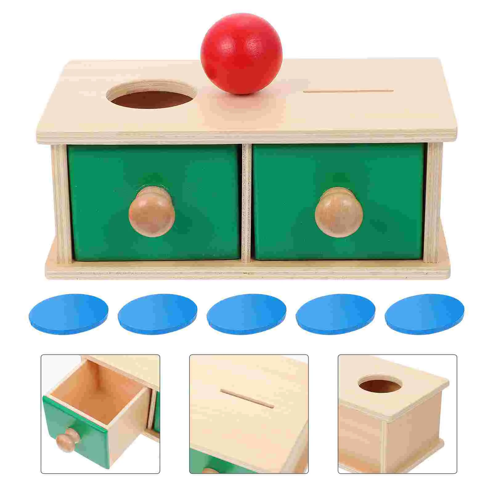 

Box Montessori Coin Toy Toys Wooden Permanence Infant Object Shape Drawer Baby Sorter Wood Early Old Babies Preschool Aids Kids