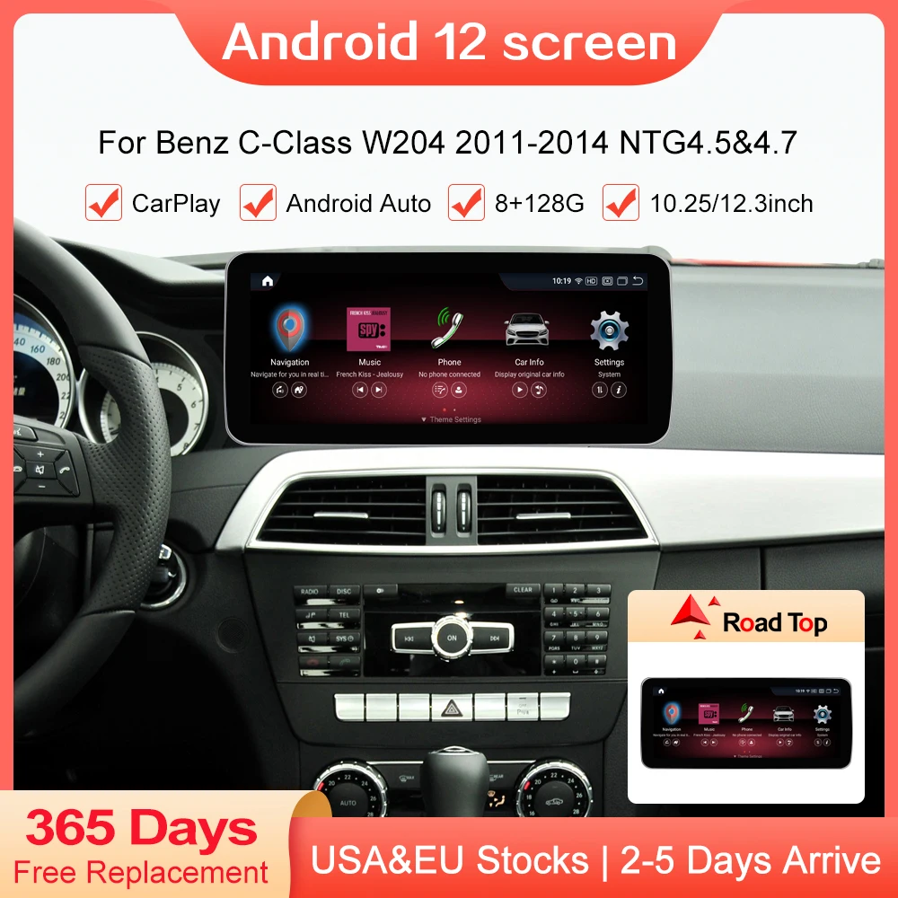 

Qualcomm Android 12 Touch Screen For Mercedes Benz C Class W204 2011-2014 Multimedia Player Display Navigation LTE BT WiFi GPS