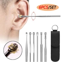 6pcs ear cleaner earpick sticks wax removal tool care ear cleanser spoon earwax remover curette ear pick health cleaning earpick