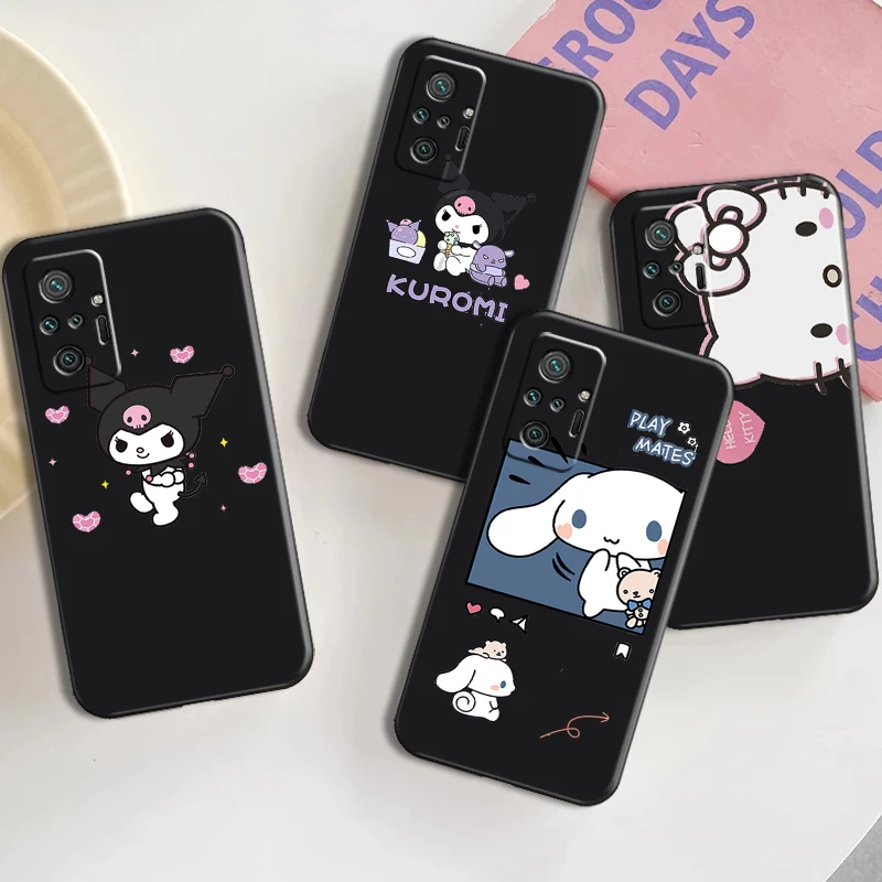 

Hello Kitty Kuromi Phone Case For Xiaomi Redmi Note 9 7 7A 9T 9A 9C 9S 9 8 Pro 8T 8 2021 5G Black Funda Silicone Cover Carcasa