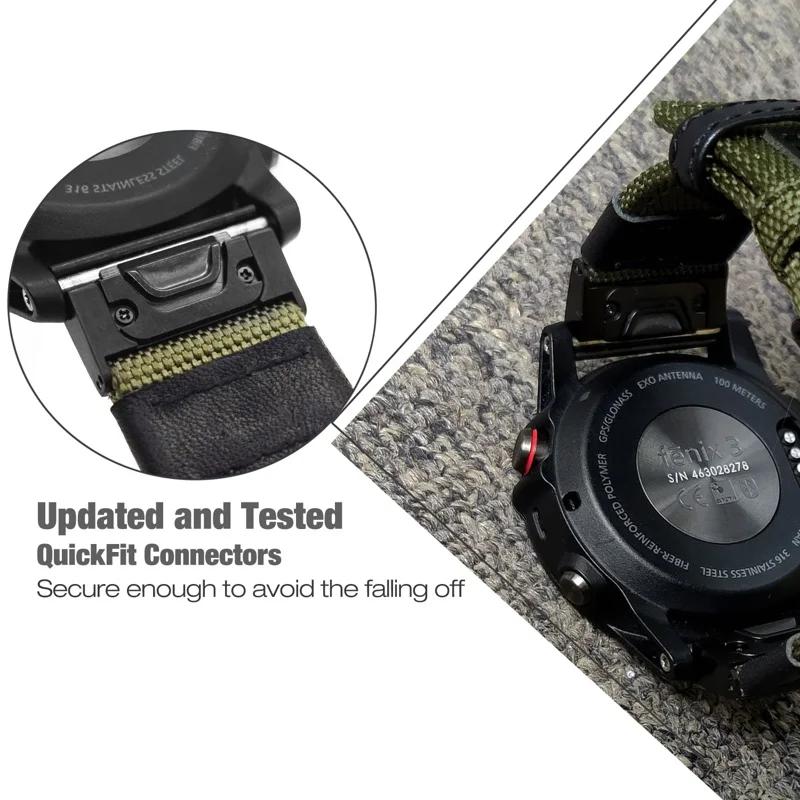 22/26mm canvas Strap Quick Release Nylon & leather Easyfit Replacement Wristband For Garmin Fenix 5 plus 5X 6 6X Pro 3HR 935 945