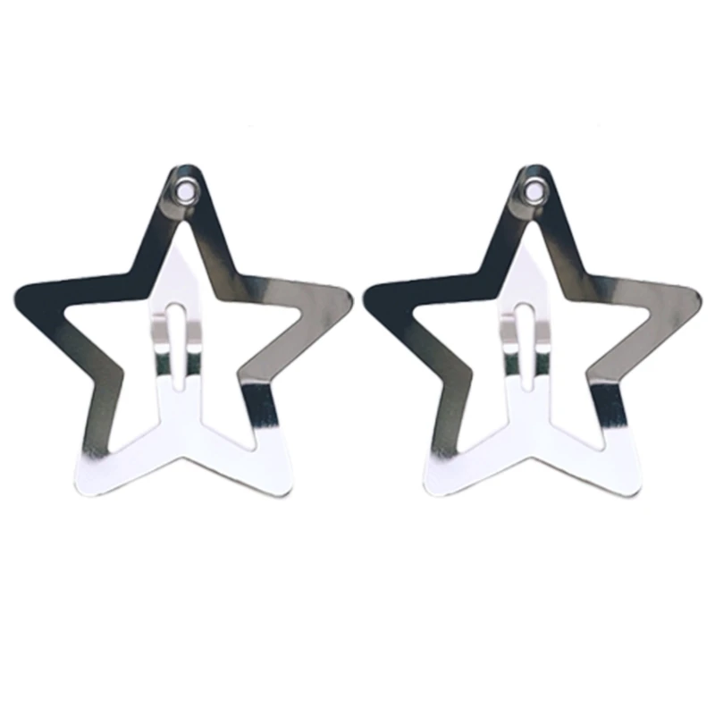 

2pcs Metal Star Hair Clips Silver Hollow Star Snap Hair Clips Hair Clamps Barrettes for Girls Women Cute Headpieces