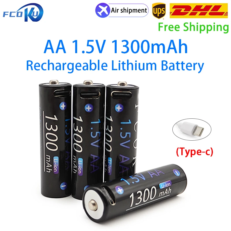 

New AA 1.5V 1300mAh Rechargeable Lithium Battery,For Toys Thermometer Keyboard Wireless Mouse Remote Control Clock Shaver