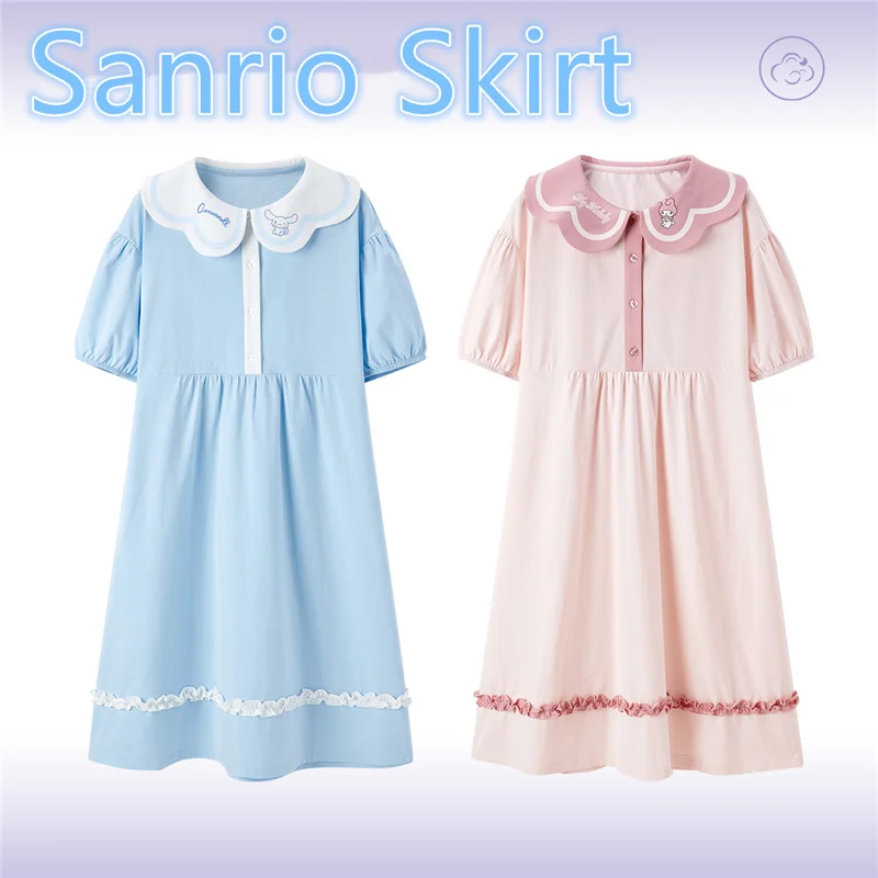 

Комбинированная ночная рубашка Cinnamorol с коротким рукавом Mymelody 2022 Kawaii Girl хлопковая верхняя одежда с аммиаком Домашняя одежда высококачественный подарок