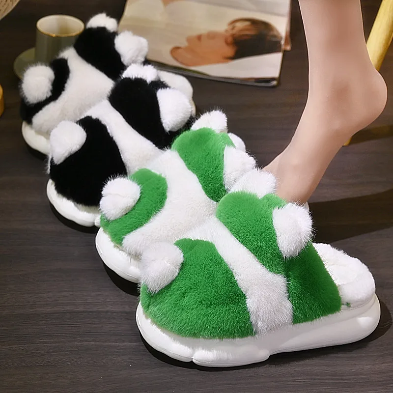 

Тапки женские из ПУ кожи, на платформе, с цветочным принтом