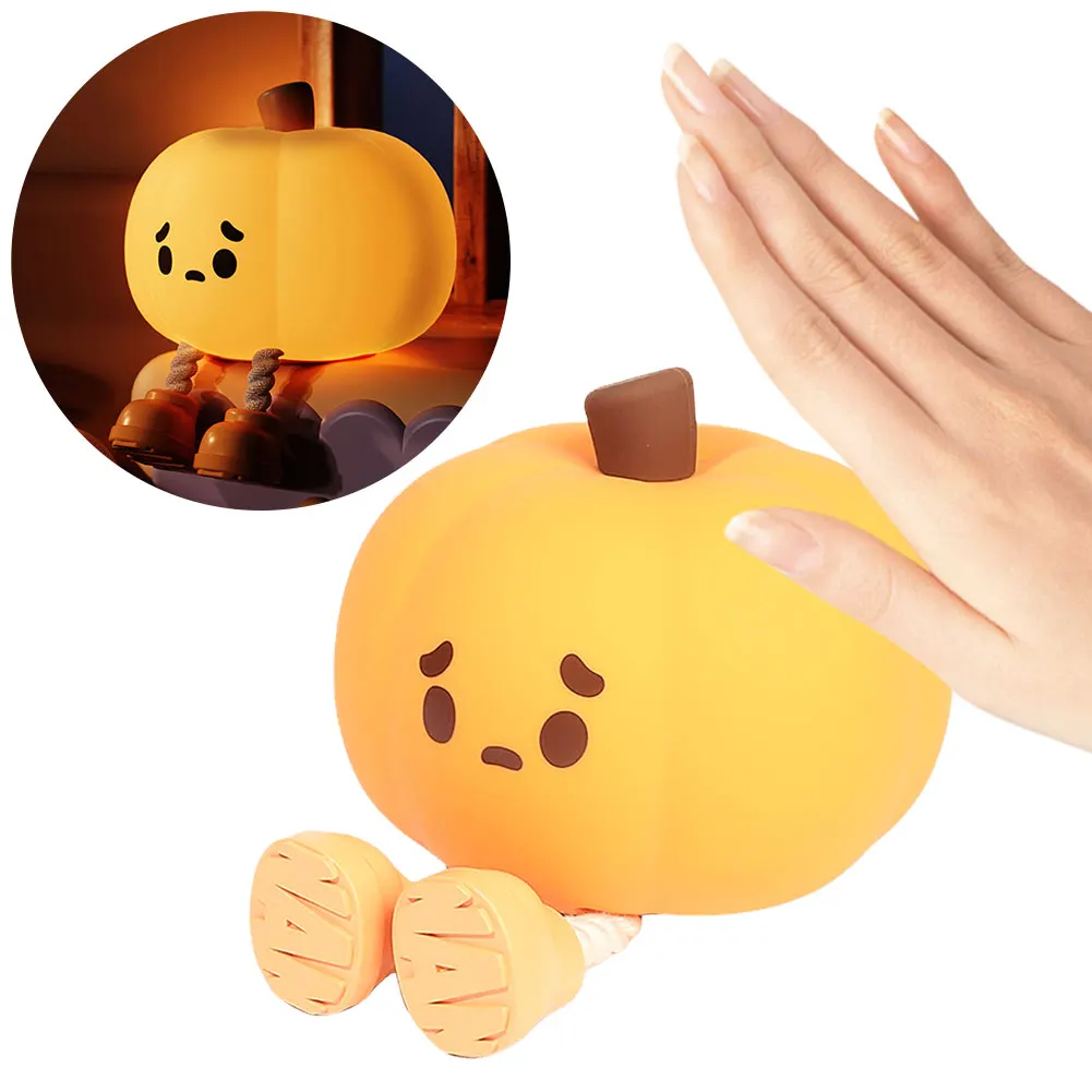 Ночник в виде тыквы на Хэллоуин силиконовая лампа с регулируемой яркостью милая